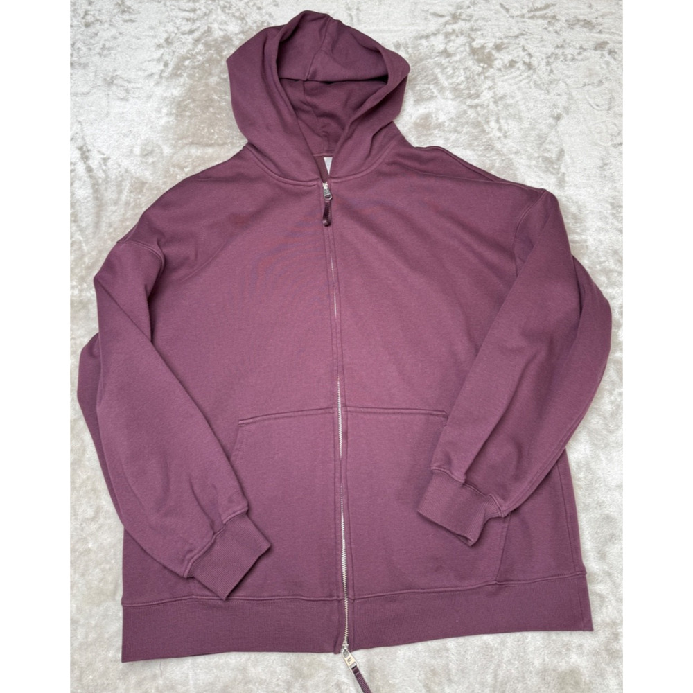 Fabletics Oxblood Burgundy Cozy Fleece Oversized Sweatshirt Hoodie Womens L